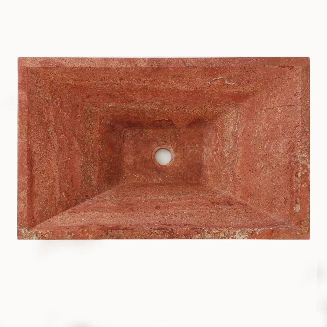 Umywalka Trawertynowa Bordeaux Czerwony Satynowa 61x38,5x15 cm