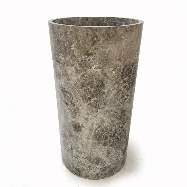 Umywalka Marmurowa Tundra Grey Szary Wolnostojąca Satynowa 44x44x83 cm