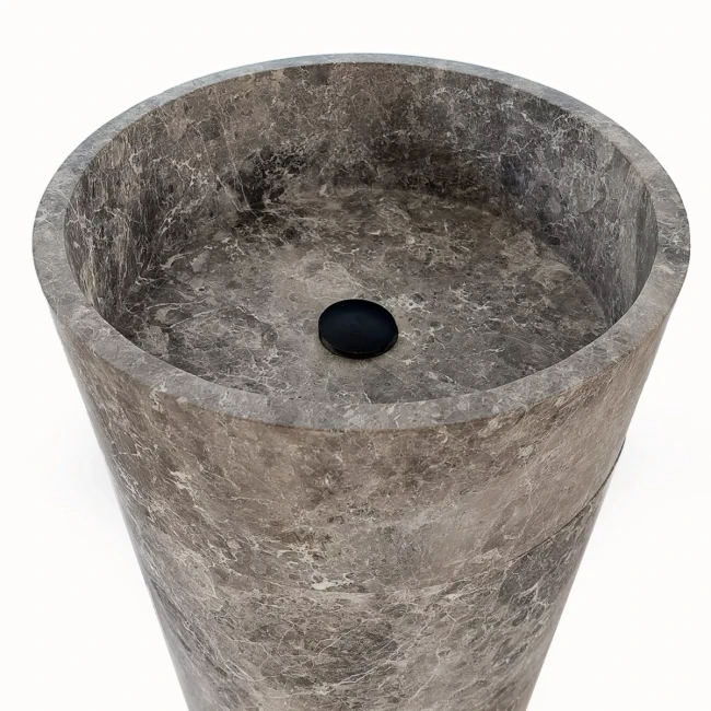 Umywalka Marmurowa Tundra Grey Szary Wolnostojąca Satynowa 44x44x83 cm