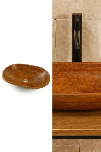 Umywalka Trawertynowa Bordeaux Czerwony Satynowa 40x57,5x14,5 cm