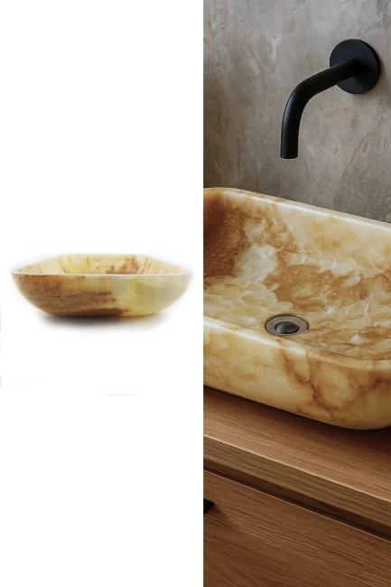 Umywalka Onyksowa Honey Miodowy Polerowana 68x43x12 cm
