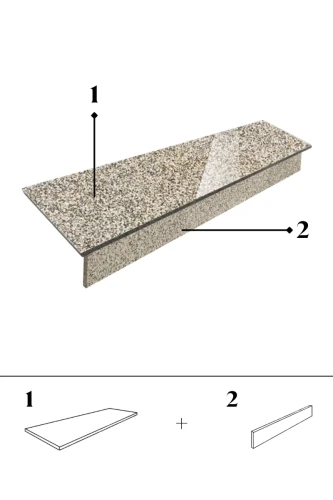 Zestaw Stopień + Podstopień Granitowy G682 150x33x2 / 150x15x2 Polerowany