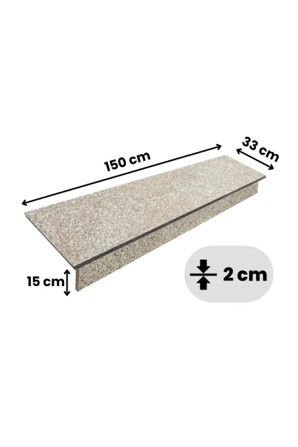 Zestaw Stopnica + Podstopień Granitowy Płomieniowany G682 150x33x2 / 150x15x2