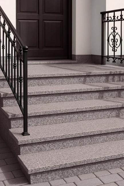 Stopnica granitowa brązowa płomieniowana Królewski Brąz G664 180x33x2 cm