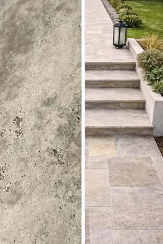 Stopnica kamienna Trawertyn Ash Argent Mix Szlifowany Bullnose 135x33x2 cm