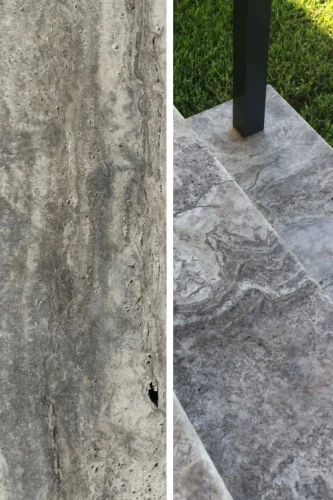 Stopnica Trawertyn Ash Mix Szlifowany Bullnose 135x33x3 cm