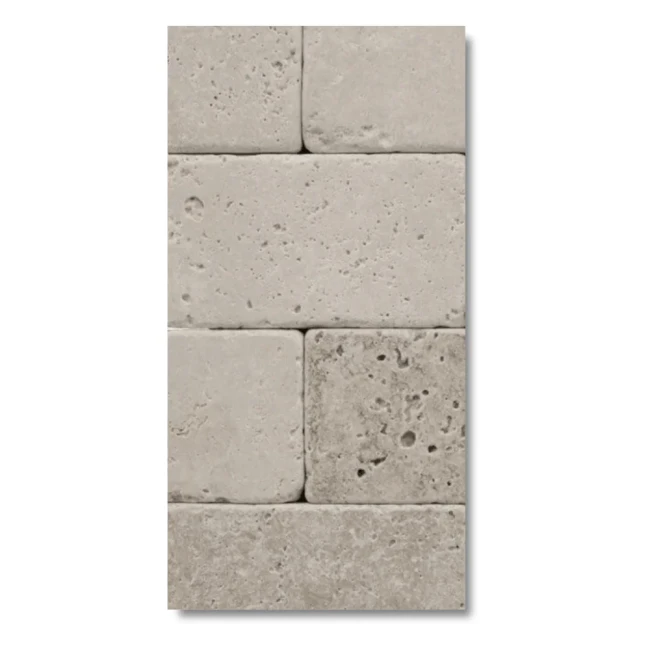 Trawertyn Light Bębnowany Cegiełka 10x30,5x1 cm