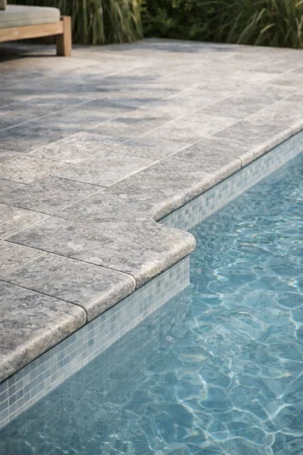 Trawertyn 3 cm Kamień brzegowy Silver Export | Obrzeża do basenu Bullnose narożnik