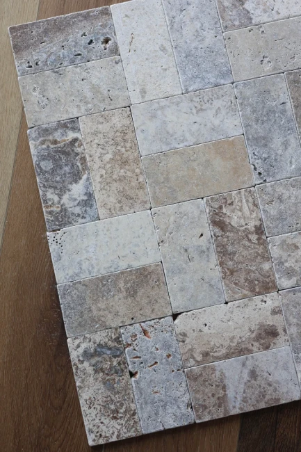 Kamień Dekoracyjny Trawertyn Ash Bębnowany 7,5×15x1 cm