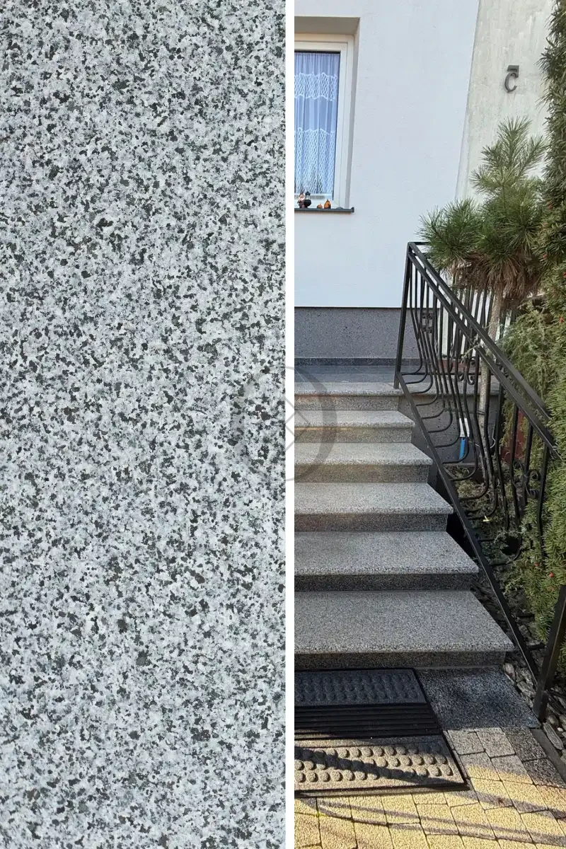 Schodek granitowy grafitowy G654 New płomieniowany Bullnose 100x35x2 cm – stopnica / obrzeże basenowe