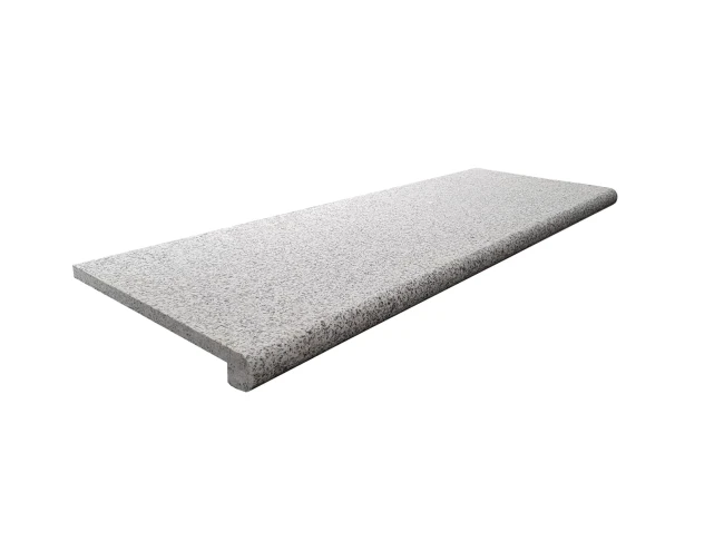 Schodek granitowy szary G603 płomieniowany Bullnose 100x35x2 cm – stopnica / obrzeże basenowe